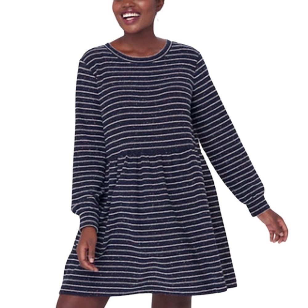 Loft Button Detail Striped Dress